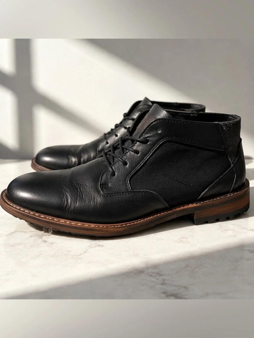 Bull Boxer Black Leather Chukka Boots Mens 13 Lace Up Casual Minimalist